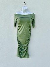 Off-Shoulder Green Ruched Dress