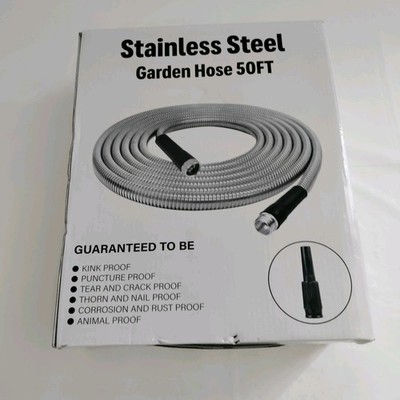 Stainless Steel Metal Garden Water Hose Flexible Hose Pipe Home 50ft 