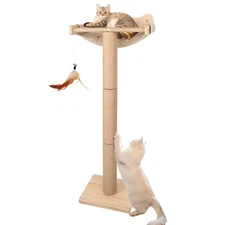 Cat Window Perch with Scratching Post, 46" Adjustable Tall Scratching Posts &...
