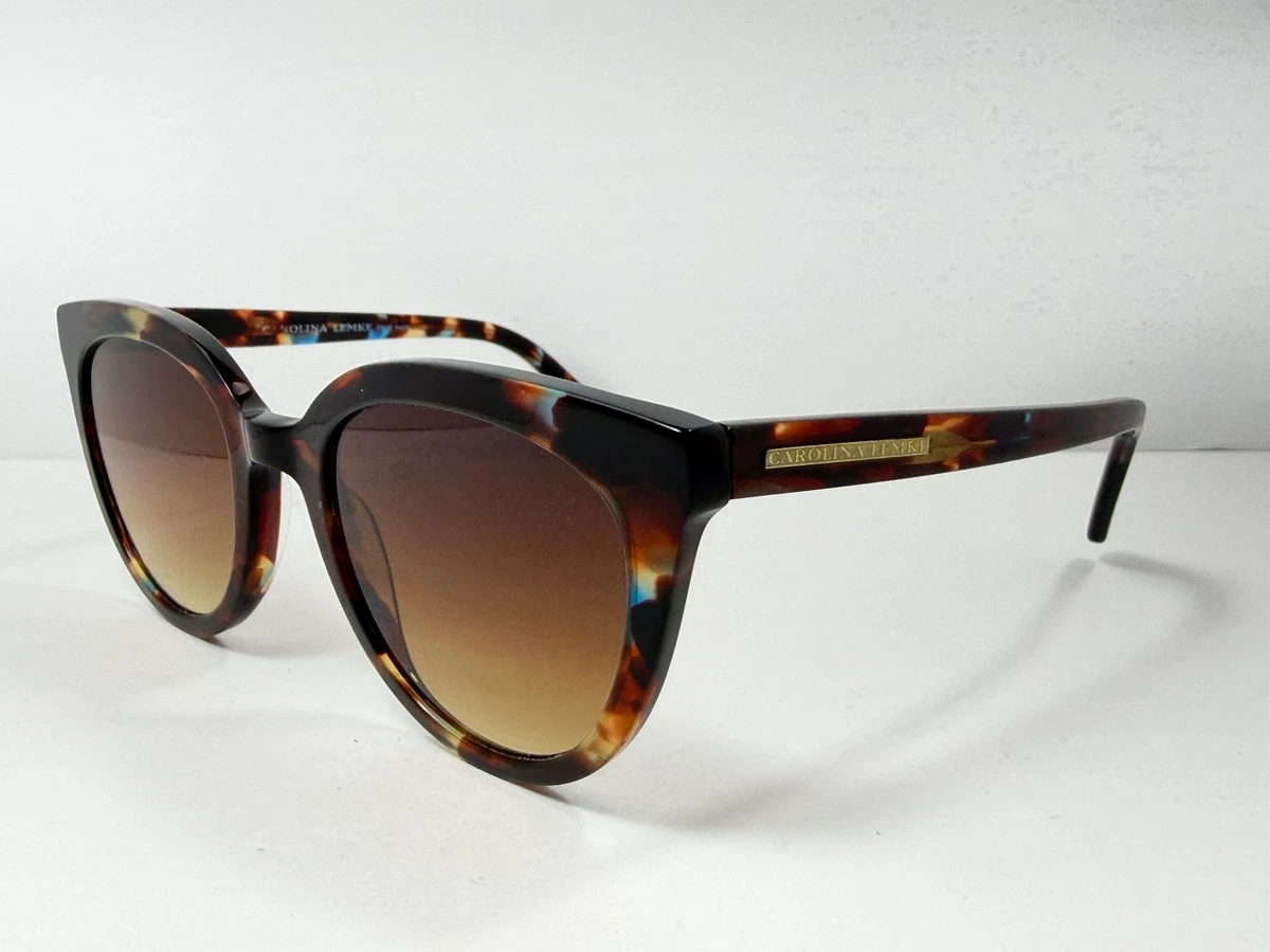 Carolina Lemke CL7738-07 Square Sunglasses Tortoise Shell Frame Gray Lens Carolina Lemke CL1407 Gold w/Blue Prescription Sunglasses main image 2