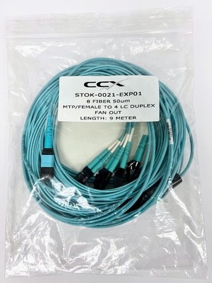 CCX STOK-0021-EXP01 8F MTP Male to 4 LC Duplex Fiber Optic Fan-Out Cable 9M