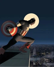 Captain America Moonlit Cityscape Fridge Magnet Lot Up