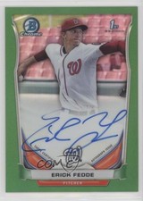 2014 Bowman Draft Chrome Pick Green Refractor 66/99 Erick Fedde Auto 06z2