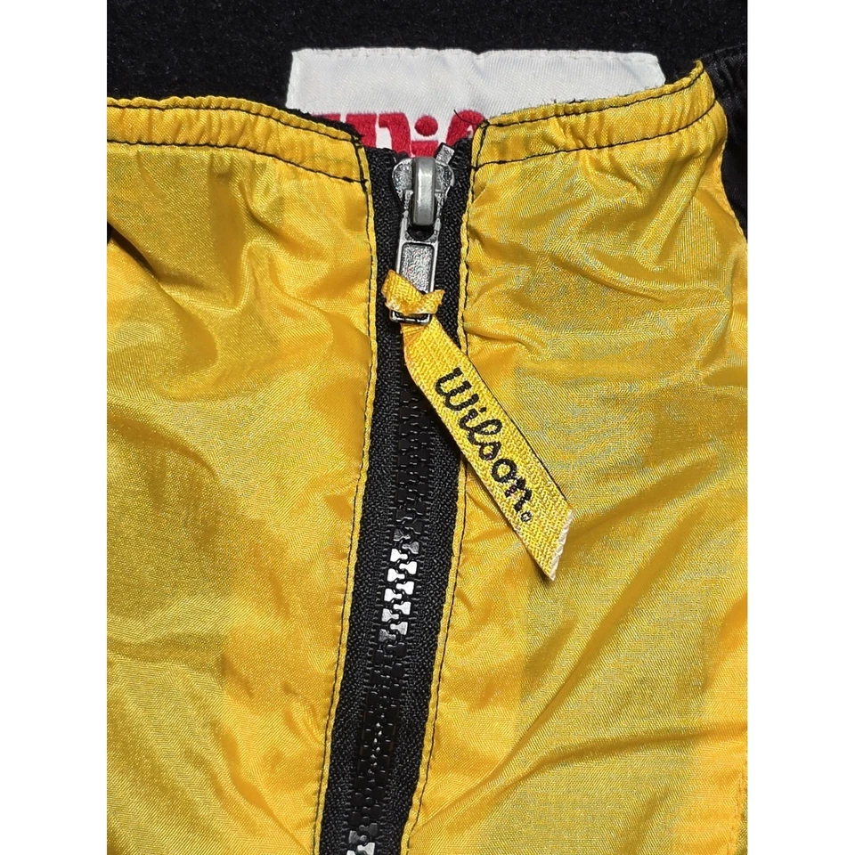 Vintage Wilson Windbreaker Jacket XL Black Yellow Full Zip Nylon Retro 90s - Image 3 of 4
