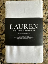2 RALPH LAUREN DUNHAM SATEEN WHITE 300TC 100% Cotton KING Pillowcases MSRP $50