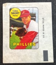 1969 TOPPS DECALS CHRIS SHORT VGEX/EX DD 8602