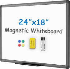Magnetic Whiteboard/Dry Erase Board with Black Aluminium Frame, 24 X 18 Inches,