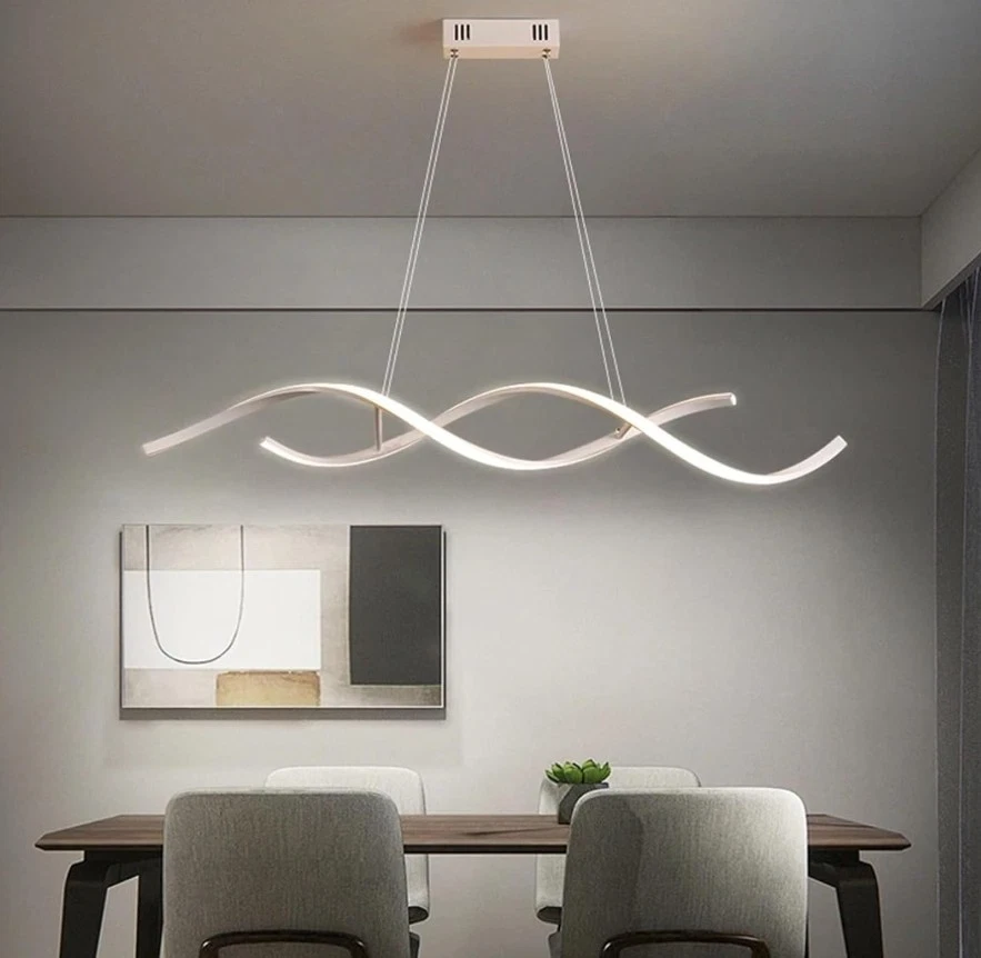 Lampadario a Sospensione LED Design Spirale Bianco Nero Dimmerabile Interno IP20 - Immagine 2 di 4