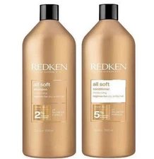 Redken All Soft Shampoo and Conditioner Set 33.8oz 1 Liter EACH
