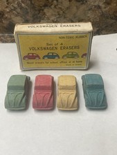 Vintage Volkswagen Beetle Erasers Set Of 4 Made In Taiwan