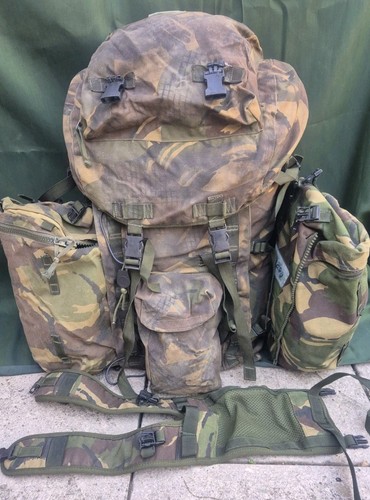 GENUINE BRITISH ARMY BERGEN RUCKSACK DPM LONG BACK 120L SIDE POUCHES +YOKE 2003