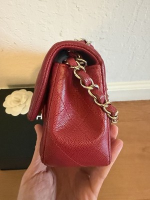 CHANEL 18B Raspberry Red Rectangle Mini Flap Bag | eBay