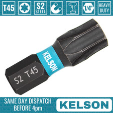 1 x T45 Torx 25mm 1" Impact Screwdriver Bit Star Magnetic 1/4" Universal KELSON