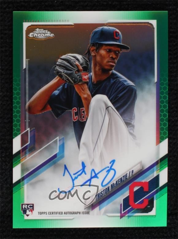 2021 Topps Chrome Rookie Green Refractor 48/99 Triston McKenzie Auto RC 7iu