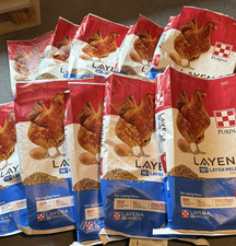 Lot 10 EMPTY Purina 40 lb. Chicken Feed Woven Plastic Bag Sack Craft Repurpose