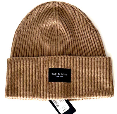 Rag & Bone $98 Ryan Cuffed Knit Beanie Warm Taupe Lt. Brown O/S NWT
