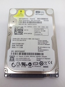 WESTERN DIGITAL *WD1200BEVS-75UST0* 120GB* SATA HDD Notebook 2,5 Zoll #NFP1864