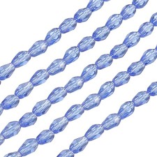 325Pcs Teardrop Faceted Glass Crystal Beads for DIY Crafting, Clear Light Blue