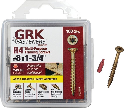 772691020758 8 R4 Screw X 1-3/4", Color, 100 Count