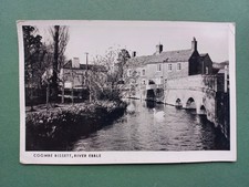 1950s RP PC COOMBE BISSETT, RIVER EBBLE - FOX & GOOSE PUB, BRIDGE, HOUSES