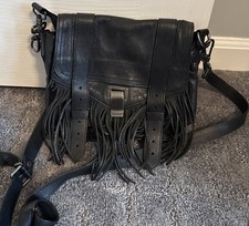 Proenza Schouler Black Leather Fringe PS1 Mini Shoulder Bag