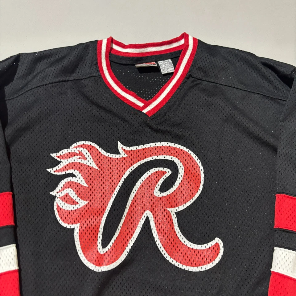 Vintage Rawlings Hockey Jersey Black Red White Flame R Logo 80s 90s - Image 4 of 4