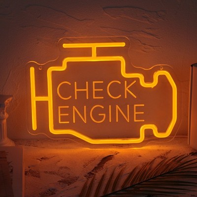 Check Engine Neon Sign Light Adjustable LED Light for Garage & Man's Cave Decor
