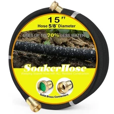 15 Foot Soaker Hose 5/8 inch Diameter Heavy Duty Rubber Irrigation Hose
