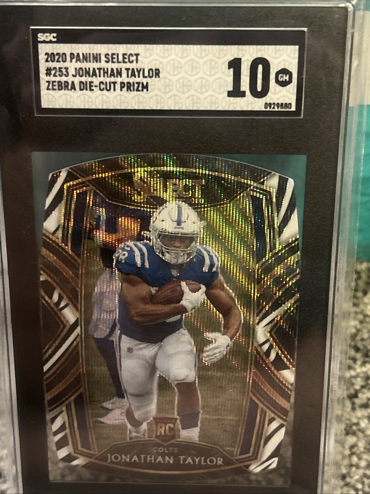 2020 Panini Select - Club Level Jonathan Taylor #253 Zebra Prizm Die-Cut (RC)