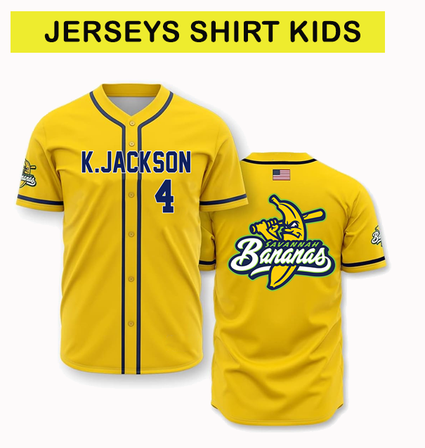 kids Savannah Bananas #4 KJ Jackson Baseball Jersey BTT623 DO2327