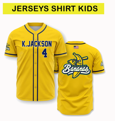 kids Savannah Bananas #4 KJ Jackson Baseball Jersey BTT623 DO2327