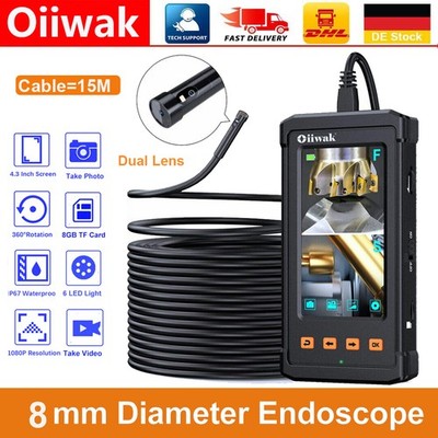 KFZ Industriell Endoskop Kamera Inspektion Kamera 8mm Dual Len 1080P 4.3''HD IP67
