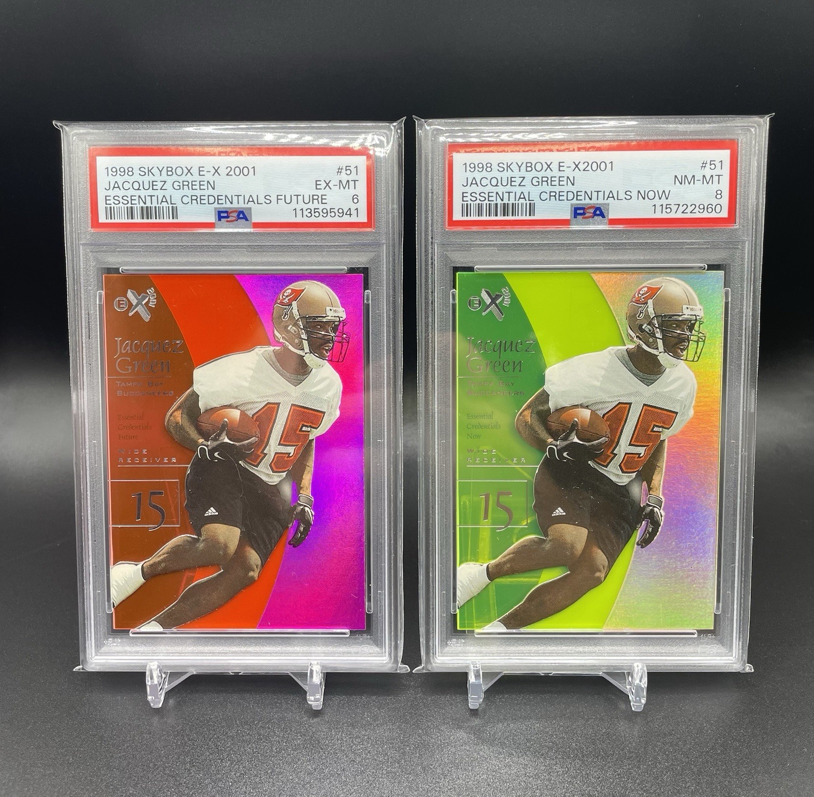 1998 JACQUEZ GREEN #51 SKYBOX E-X2001 CREDENTIALS NOW /51 & FUTURES /10 RC PAIR