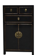 chinesisch Schrank Buffet Highboard aus Holz schwarz antik Stil mit Schubladen