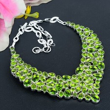 Peridot Gemstone 925 Sterling Silver Jewelry Adjustable Necklace Gift For Her