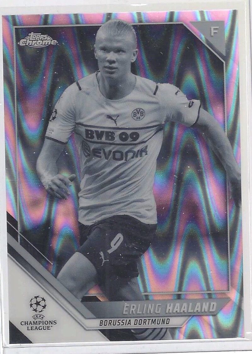 ERLING HAALAND 2022-23 TOPPS CHROME BLACK AND WHITE RAY WAVE