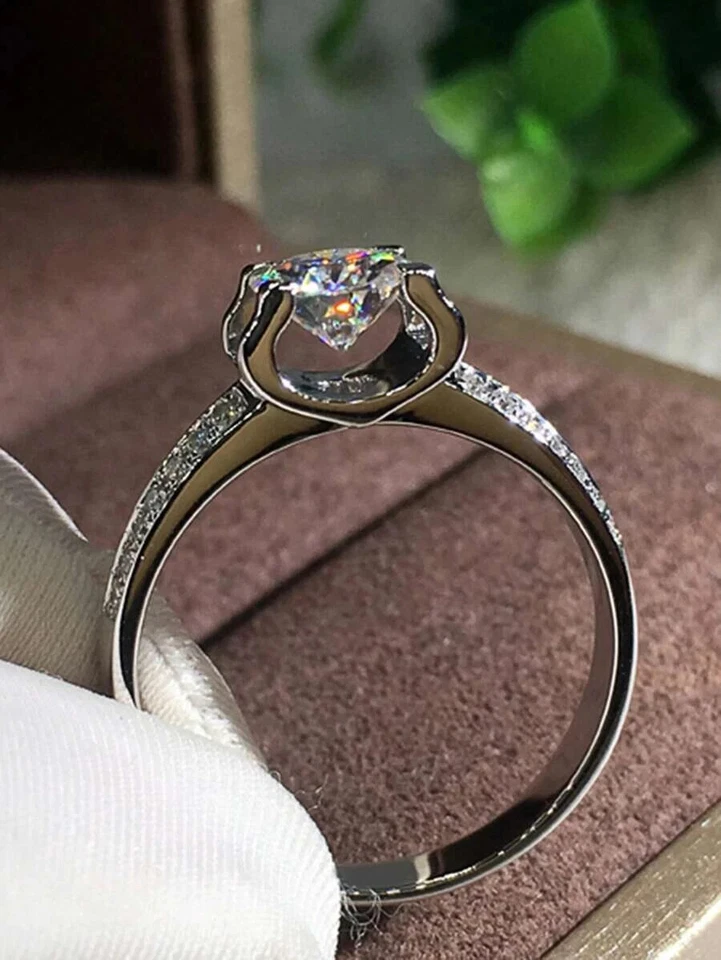 Anillos Sortijas Argollas de Compromiso Matrimonio Color Oro Plata Para Mujeres - Image 3 of 4