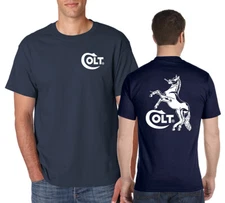 COLT T-Shirt Front Back Horse Logo 2nd Amendment NRA Pro Gun on S-6XL Tee