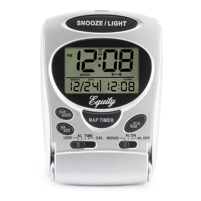 31300 Equity by La Crosse LCD Digital Fold-Up Travel Alarm Clock - Open Box