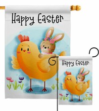 Chick with Bunny Garden Flag Easter Spring Decorative Gift Yard House Banner