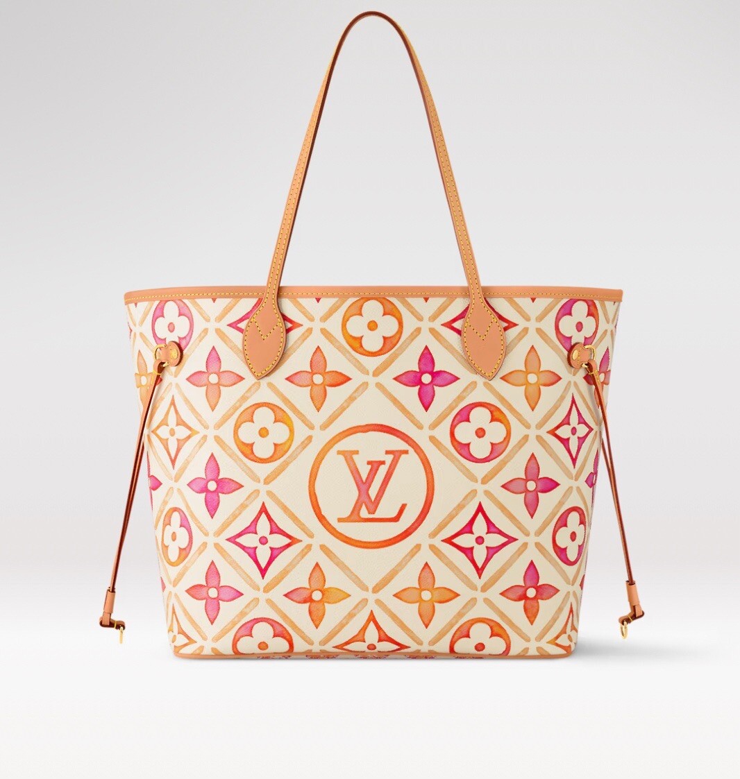 NIB Louis Vuitton Neverfull MM By The Pool Coral M25317 With