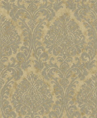 Grandeco Vliestapete Nomad A50102 Damast Optik Beige Grau Glitzer (5,06 /1qm)