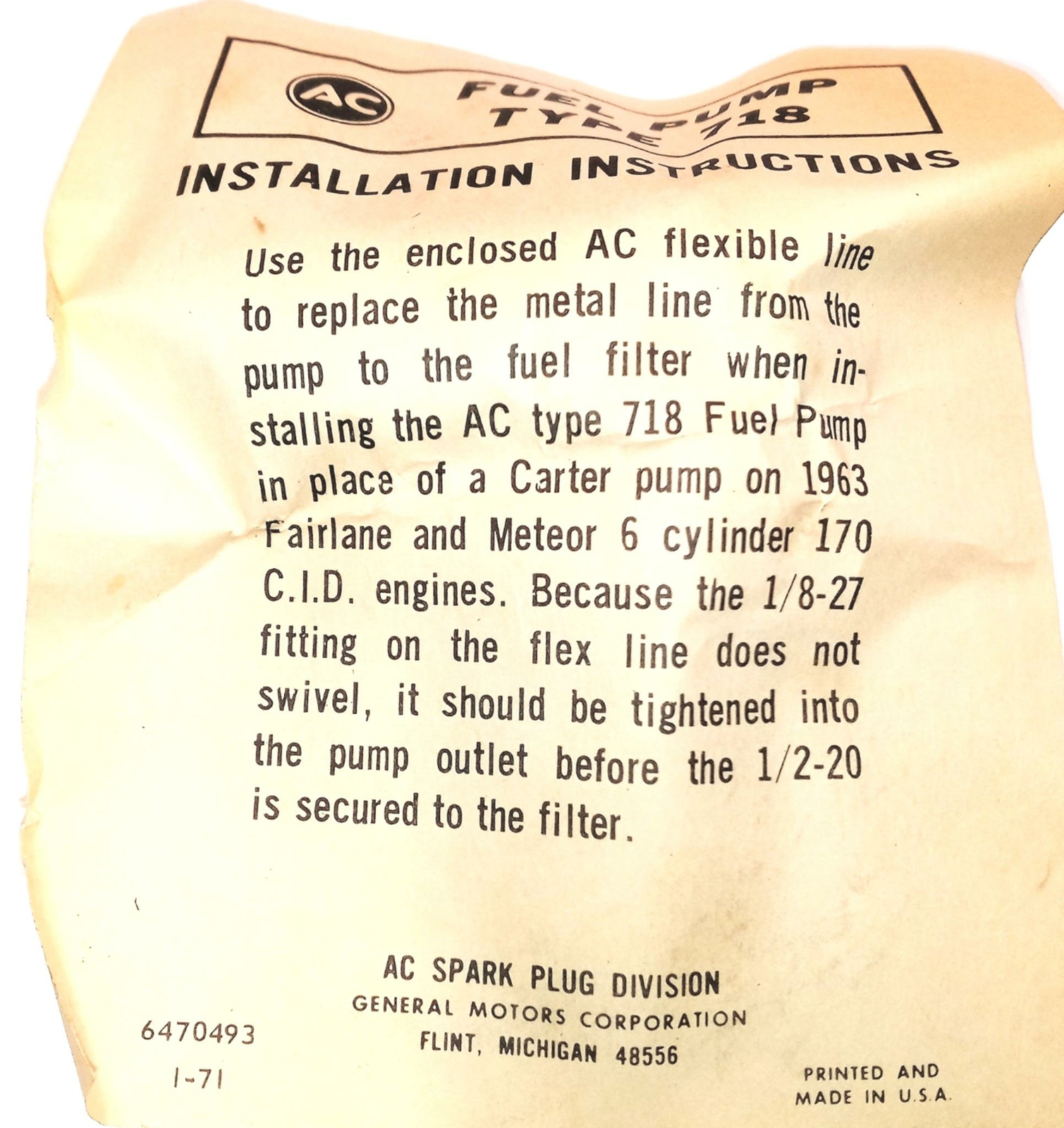 AC Fuel Pump Type 718 Vintage NOS eBay