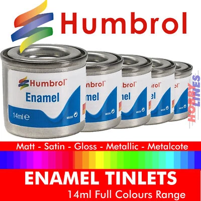 Humbrol ENAMEL Paint 14ml tin ALL COLOURS Matt Satin Gloss Metallic Metalcote
