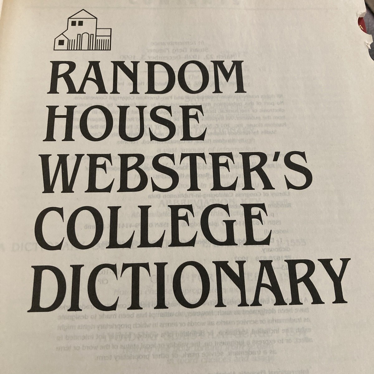 Random House Webster's College Dictionary 1992 Thumb Indexed Very