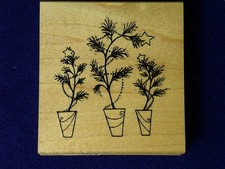 Great Impressions G386 Twinkle Trees 3 Stars Tinsel Christmas wood Rubber Stamp