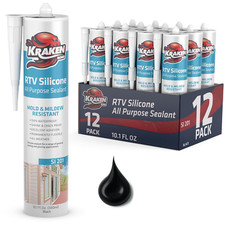 RTV Black Silicone Sealant Waterproof - 12X10.1 Fl.Oz. 100 Silicone Caulk for