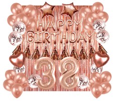Designer Rose Gold 38th Happy Birthday Balloon Banner Party Decoration Supplies