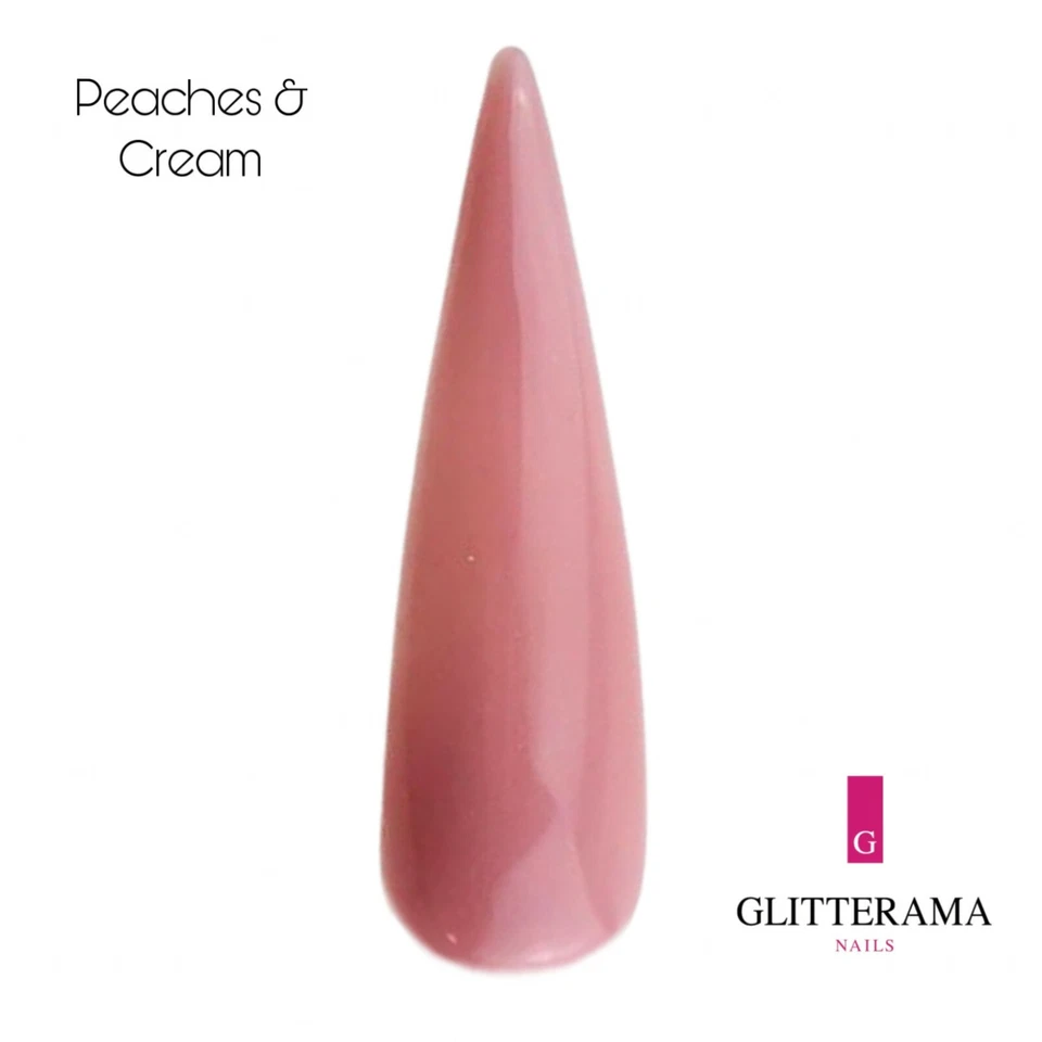 PEACHES & CREAM coloured acrylic powder Glitterama Nails pink peach nude bright