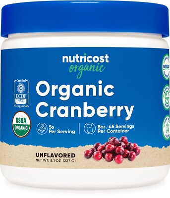 Nutricost Organic Cranberry 8 oz Powder, 5G per serving - Non-GMO, Gluten-Free